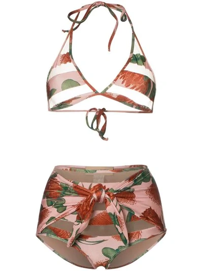 Shop Adriana Degreas Cutout Triangle Top High Waist Bikini In Pink