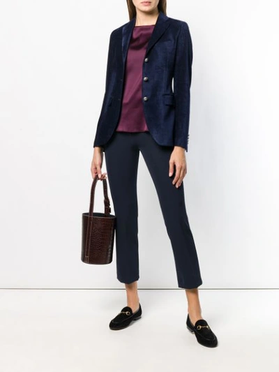 Shop Tagliatore Velvet Blazer In Blue