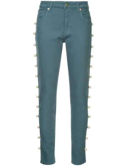 Shop Tu Es Mon Tresor Side Pearl Edge/3 Year Jeans In Blue