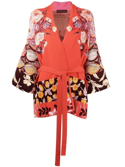 Shop Etro Floral Wrap Cardigan In Pink