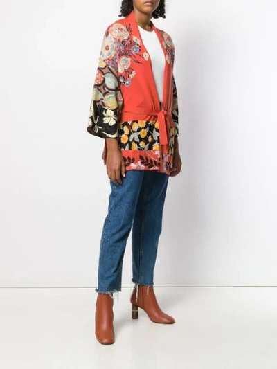 Shop Etro Floral Wrap Cardigan In Pink