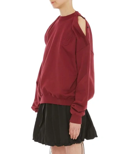 Shop Jw Anderson Oversized Shoulder Placket Sweatshirt In Purple