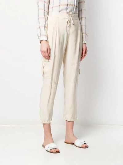 Shop Lorena Antoniazzi Drawstring Cropped Trousers In Neutrals