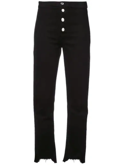 Shop Rta Cropped Raw Hem Jeans In Black