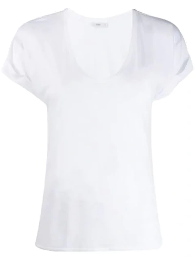 Shop Closed Plain U-neck T-shirt In White