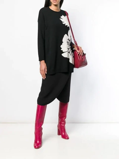 Shop Valentino Petal Hem Skirt In Black