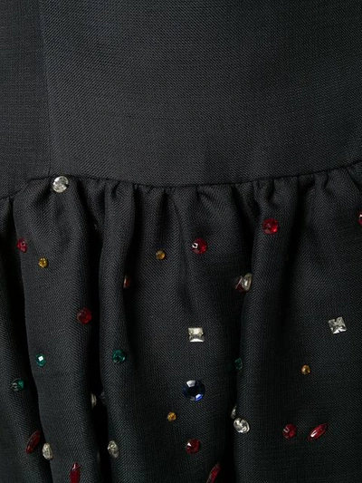 Pre-owned Saint Laurent 1980's Strapless Peplum Dress In Black