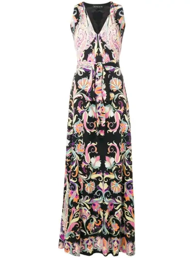 Shop Etro Tie Front Graphic Maxi Dress In Black