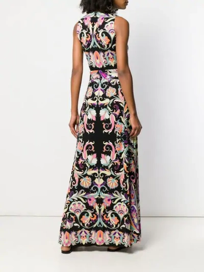 Shop Etro Tie Front Graphic Maxi Dress In Black