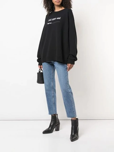 Shop R13 Oversized Slogan Print Sweatshirt In Black