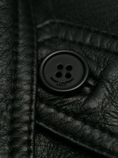 Shop Saint Laurent Button Front Leather Jacket In Black