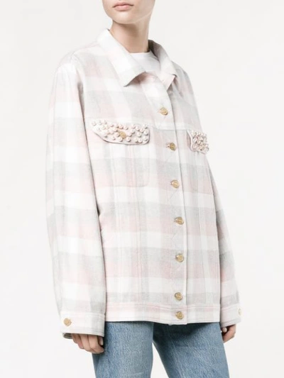 Shop Natasha Zinko Kariertes Hemd Mit Perlenverzierungen In Pink