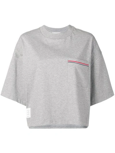 Shop Thom Browne Rwb-stripe Boxy T-shirt In Grey