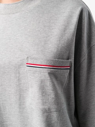 Shop Thom Browne Rwb-stripe Boxy T-shirt In Grey