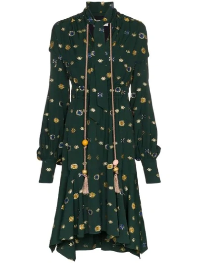 Shop Peter Pilotto Fil-coupé Floral Jacquard Dress - Green