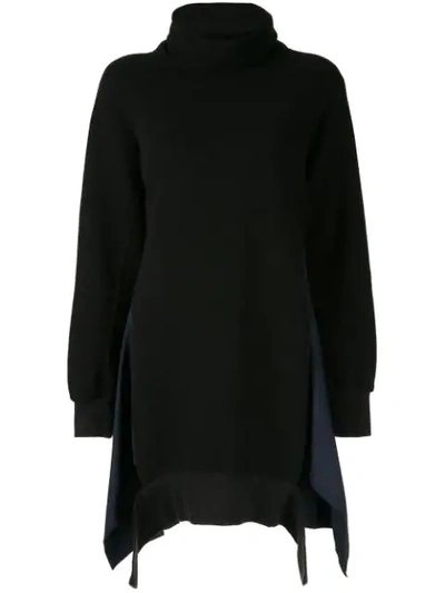 YOHJI YAMAMOTO MULTI-MATERIAL PANELLED SWEATSHIRT DRESS - 黑色