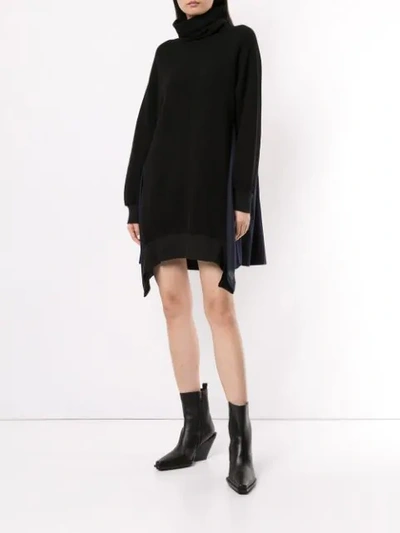 YOHJI YAMAMOTO MULTI-MATERIAL PANELLED SWEATSHIRT DRESS - 黑色