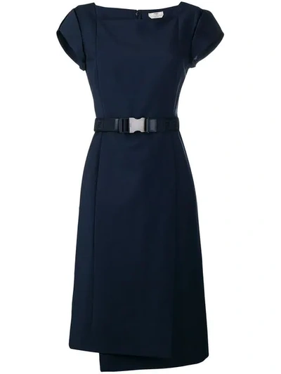 Shop Fendi Belt Panelled Dress In Blue