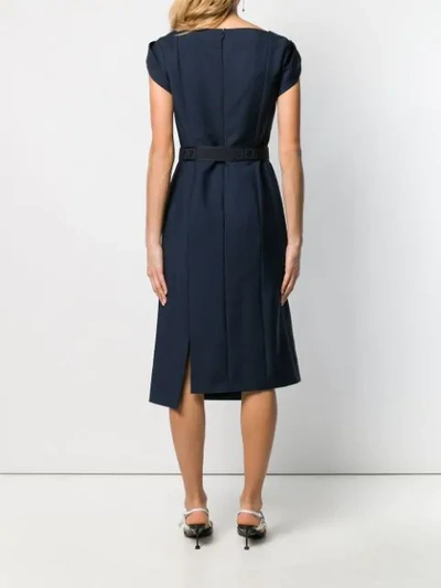 Shop Fendi Belt Panelled Dress In Blue