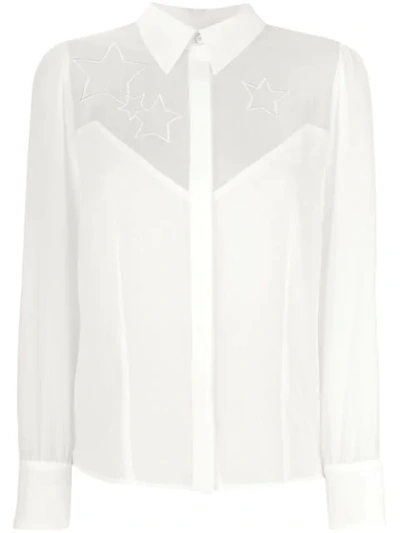 Shop Elisabetta Franchi Star Embroidered Shirt In White