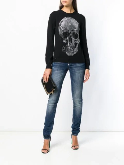 Shop Philipp Plein Studded Skull Sweater In Black