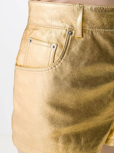 Shop Saint Laurent Metallic Laminated Leather Shorts In Gold