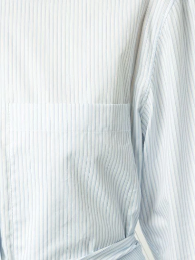 Shop Sykes Striped Belted Shirt In White