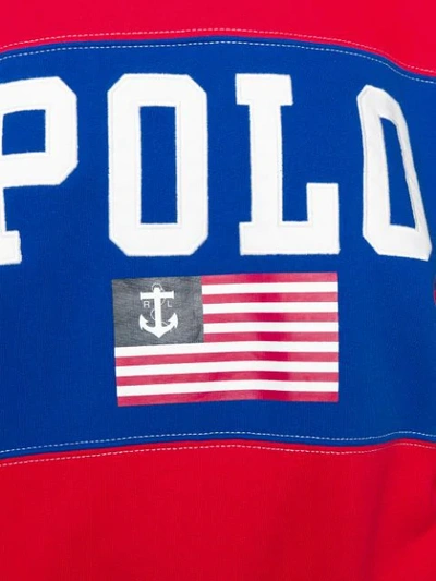 Shop Polo Ralph Lauren Flag Print Hoodie In Red
