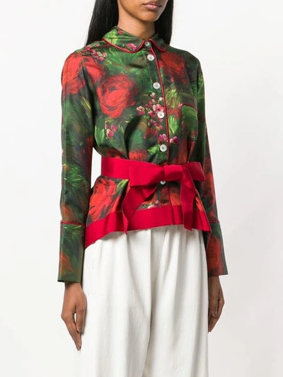 printed belted shirt