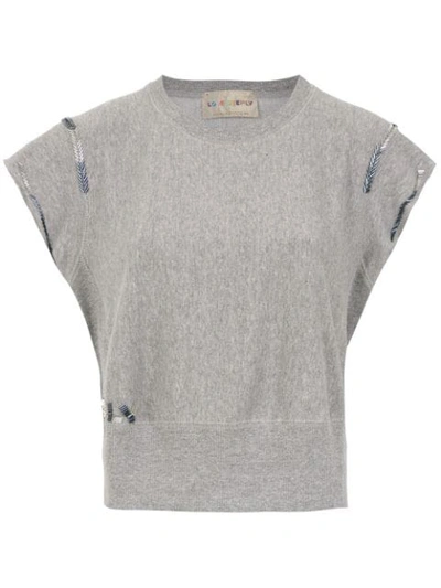 Shop Andrea Bogosian Embroidered Blouse In Grey