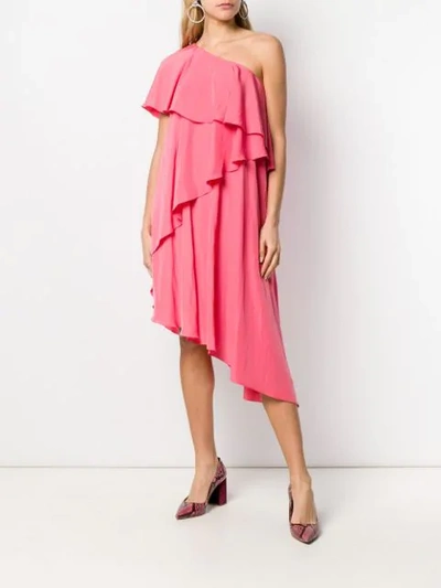 Shop Lanvin Ruffled One-shoulder Dress In Pink