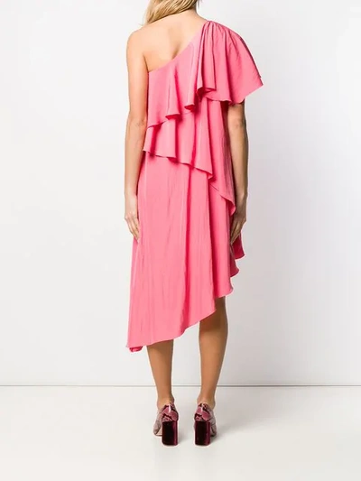 Shop Lanvin Ruffled One-shoulder Dress In Pink