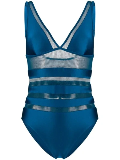 Shop Zimmermann Mesh Panels Swimsuit In Blue