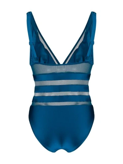 Shop Zimmermann Mesh Panels Swimsuit In Blue