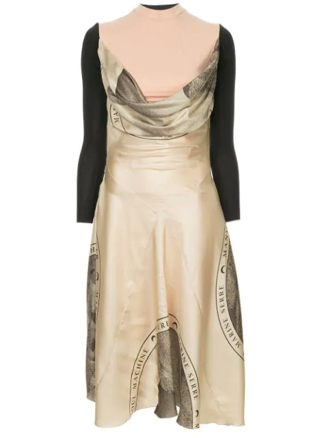 beige silk dress
