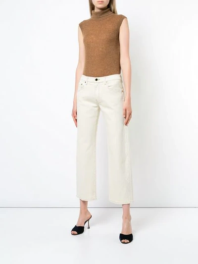 Shop Khaite 'wendell' Cropped-jeans In White