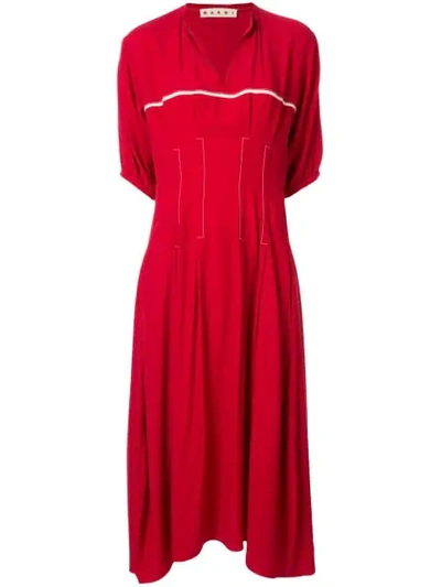 Shop Marni Short-sleeve Flared Dress In Red