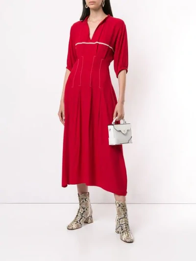 Shop Marni Short-sleeve Flared Dress In Red