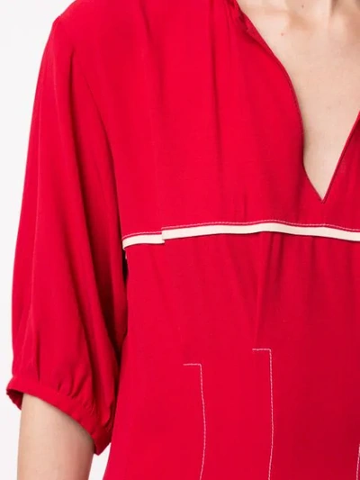 Shop Marni Short-sleeve Flared Dress In Red