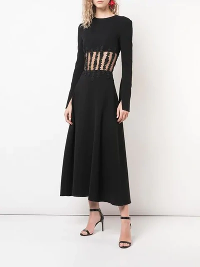 Shop Oscar De La Renta Crochet Lace Detail Dress In Black