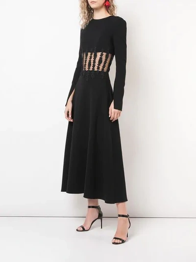 Shop Oscar De La Renta Crochet Lace Detail Dress In Black