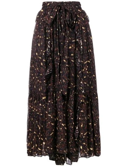 Shop Ulla Johnson Printed Midi Skirt In Black