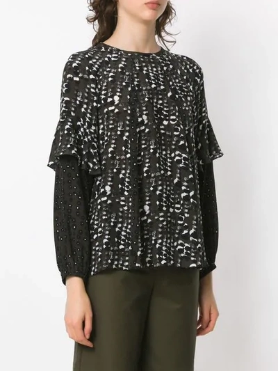 Shop Andrea Marques Printed Long Sleeved Top In Black