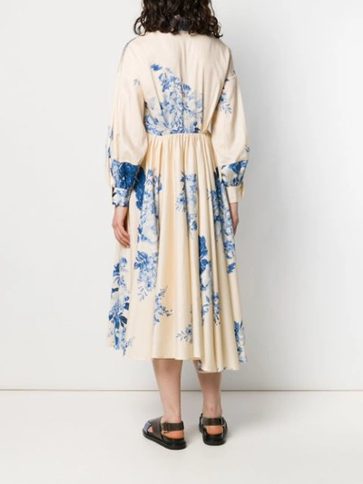 Shop Antonio Marras Floral Shirt Dress In Neutrals