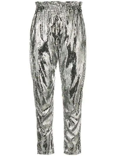Shop Amen High-waisted Sequin Trousers In Silver