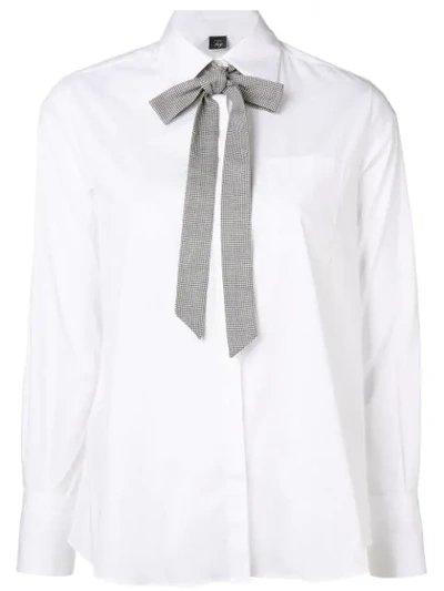 Shop Fay Pussy Bow Shirt - White