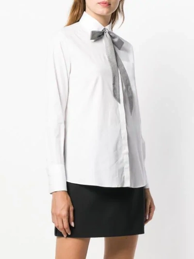 Shop Fay Pussy Bow Shirt - White