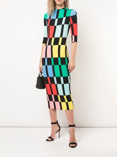 Shop Alice And Olivia Delora Fitted Dress In Multicolour