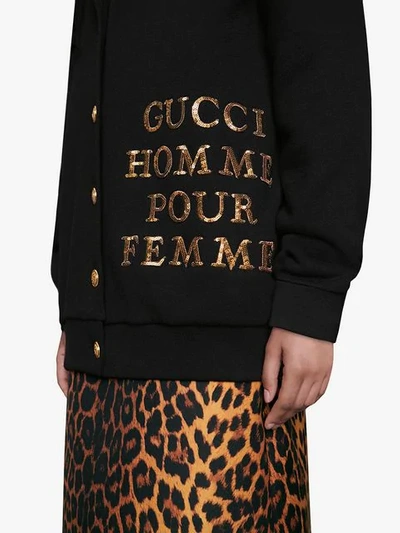 Shop Gucci Button Up Hoodie With Patch In Black