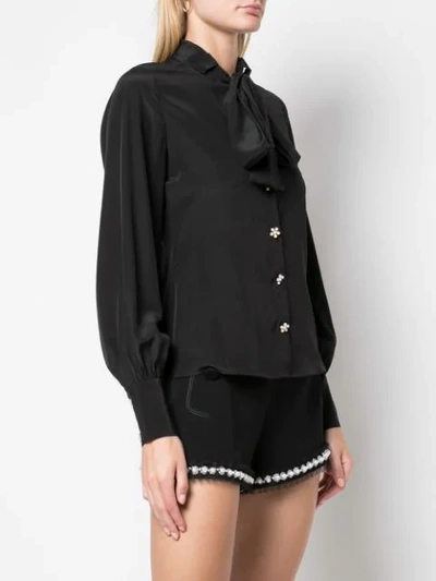 Shop Alexis Aruca Pussy Bow Shirt In Black